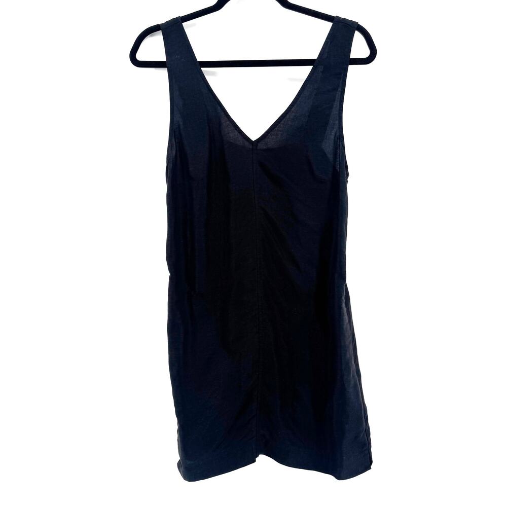 Wilfred Linen Black Shift Dress Size XS V-Neck Mini Dress Minimalist Classic